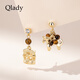 Qlady虎眼石木馬耳墜耳飾女耳環(huán)2025新款高級感輕奢不對稱(chēng)新年耳釘禮物