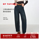 EP雅瑩[三明治鵝絨]彈力高腰寬松加絨加厚直筒牛仔褲2025冬季新款J616A 藍色 三明治鵝絨  L