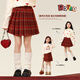 OVE女童半身裙紅色百褶裙2026新款冬季兒童秋冬毛呢短裙大童洋氣裙子 4539紅色半身裙【毛呢】 140 cm