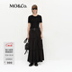 MO&Co.連衣裙春輕柔針織拼接中低腰塔裙長(cháng)裙黑色MBE1DRS049 黑色 M 165