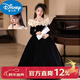 G.duck法式兒童禮服裙絲絨長(cháng)袖秋冬款小女孩生日公主裙主持人鋼琴演出服 黑色禮服+帽子頭飾【贈襯裙】 160 cm