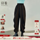 日著(zhù)原創(chuàng  )設計2024年秋季新款寬松顯瘦高腰束腳運動(dòng)休閑哈倫衛褲女 liuliu黑 M