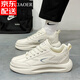 潮小二（CHAOXIAOER）男鞋夏季韓版潮流鞋子百搭網(wǎng)面運動(dòng)休閑跑步板鞋小白增高老爹潮鞋 米色【皮面升級版979】 40