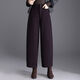 瑞婭莉（REYALY）羊毛呢高腰闊腿褲女秋冬寬松顯瘦筒褲氣質(zhì)休閑百搭彎刀褲九分褲 紫紅色【褲長(cháng)92cm】 28 建議體重105-115斤左右