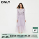 ONLY收腰歐根紗中長(cháng)款U領(lǐng)套裝連衣裙女|124146003 C39 冠薊紫色 M (165) 84A