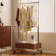 瑤穎衣帽架中古風(fēng)可移動(dòng)落地立式掛衣架臥室收納衣架YJ12胡桃色80cm
