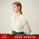 范思藍恩娃娃領(lǐng)法式田園宮廷風(fēng)襯衫女春新款萊賽爾上衣24FS11360 米色 M