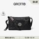 GROTTO個(gè)樂(lè )黑石包經(jīng)典大容量植鞣綿羊皮單肩斜挎通勤軟包男女款禮物 黑石L（銀標）