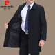 皮爾卡丹中長(cháng)款風(fēng)衣男 秋冬季新款大碼男士商務(wù)休閑風(fēng)衣外套品牌男裝爸爸 (812款)黑色 2XL 185碼-適合體重165-175斤