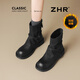 ZHR堆堆短靴女2025新款厚底雪地靴美拉德褲管馬丁靴女KN191A黑色38