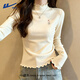 回力打底衣女春秋內搭洋氣2026新款木耳領(lǐng)修身內搭長(cháng)袖t恤仿德絨上衣