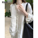 漫藍夢(mèng)新中式白色亞麻襯衫外套女春秋寬松復古國風(fēng)清冷禪意棉麻長(cháng)袖上衣 白色(少量現貨) L [建議110-125斤]