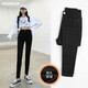 FitonTon牛仔褲女加絨外穿高腰顯瘦褲子韓版百搭鉛筆褲修身彈力緊身小腳褲FTK0001 黑色【單扣加絨】 26