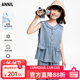 安奈兒（Annil）童裝女童牛仔套裝2025夏新款休閑抗菌防曬冰感時(shí)尚無(wú)袖淺藍 淺藍牛仔 110