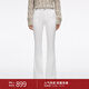MISS SIXTY2025秋季新款白色抓毛牛仔褲女修身高腰顯瘦微喇叭長(cháng)褲 白色短版 25