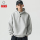 倉石一樹(shù)美式高領(lǐng)紐扣連帽衛衣男2025秋季潮牌寬松小眾設計感情侶休閑外套 淺灰色-春秋款 XL 130-150斤