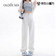 Rindu窄版闊腿白色牛仔褲女秋季2025年新款高腰顯瘦小個(gè)子寬松直筒褲子 白色 L 建議105-115斤