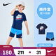 NIKE 耐克童裝短袖+短褲2件套2025年夏季男童舒適透氣運動(dòng)休閑套裝