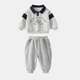 贏(yíng)一貝（Yingyibei）男童套裝春裝兩件套寶寶洋氣時(shí)髦襯衫衣服春秋季嬰兒小孩童裝潮酷 灰色 90