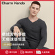 Charm Kendo無(wú)痕V領(lǐng)德絨蠶絲羊毛保暖內衣男套裝冬季抗寒男士保暖衣舒適套裝 深灰【300g德絨羊毛蠶絲套裝】 XL 送男友送老公 (120-140斤)