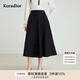 珂萊蒂爾秋季款高腰顯瘦A字裙短裙女氣質(zhì)百搭小黑裙傘裙 黑色 L