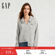 蓋璞（GAP）女裝2025冬季新款logo刺繡V翻領(lǐng)寬松長(cháng)袖針織衫美版843750