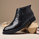 巴寇克羊皮馬丁靴男高幫冬季保暖加絨商務(wù)正裝棉靴冬天真皮二棉皮鞋拉鏈 黑色 42