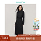 茵曼（INMAN）設計感立領(lǐng)綁帶收腰連衣裙2025春秋季女裝新品長(cháng)袖顯瘦裙子 午夜黑 M