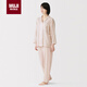 無(wú)印良品（MUJI）女式 無(wú)側縫雙層紗織 睡衣 家居服套裝  淺粉色條紋6s M