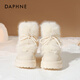 達芙妮雪地靴女款2025新款冬季加絨防滑棉鞋厚底增高白色毛毛大頭短靴 米色【加絨保暖】 38