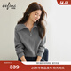 伊芙麗（eifini）蔣欣代言伊芙麗半開(kāi)翻領(lǐng)基礎拉鏈針織開(kāi)衫厚款溫暖外搭2025冬新款 灰色 半開(kāi)翻領(lǐng) M