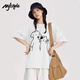 MJ STYLE純棉寬松短袖T恤女2026春夏新款顯瘦卡通貓狗慵懶風(fēng)休閑百搭上衣