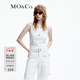 MO&Co.背心撞色假兩件層次感疊穿棉質(zhì)工字背打底內搭外穿摩安珂 本白色 S 160
