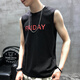 出闊背心男純棉夏季外穿寬肩潮流寬松休閑運(yùn)動(dòng)健身跨欄坎肩無袖t恤男 黑色 L （建議111斤-130斤）