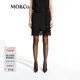 MO&Co.【C+系列】半身裙春水溶蕾絲中低腰短裙MBE1SKT023 黑色 M