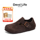 Devo的沃軟木勃肯鞋男女同款單鞋絨面復古包頭鞋情侶文藝休閑鞋 66008 深棕反絨牛皮 37