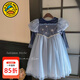 G.duck童裝女童連衣裙秋裝2024新款?lèi)?ài)莎公主裙兒童服裝小女孩生日禮服 藍色【8312】 110 (建議身高100-110 4-5歲)