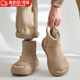 JIOESC雪地靴冬季大頭加厚加絨防滑高幫男鞋保暖厚底丑萌開(kāi)口笑東北戶(hù)外 卡其色41碼
