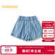 巴拉巴拉童裝兒童短褲女童牛仔褲2025夏季A字裙褲蝴蝶結抑菌208225110006