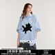 初語(yǔ)襯衫女2025秋季新款黑貓貼布繡重工藝萊賽爾爽棉上衣 天藍色 S