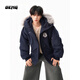 OEMG  可拆卸毛領(lǐng)連帽棉服男士秋冬季上衣夾克加厚保暖夾棉派克襖外套 藏青色 【高品質(zhì)】 XL [建議125-145斤]