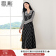 香影復古格子假兩件連衣裙女2025秋季新款收腰拼接學(xué)院風(fēng)中長(cháng)裙子 深灰 L 165/88A/110-125斤