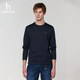 哈吉斯（HAZZYS）男裝 春季上衣純棉休閑長(cháng)袖T恤男ABTZE0CAF04 深藏青色DN L （175/96A 48）