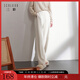三彩2025冬季新款雪尼爾休閑長(cháng)褲高腰松緊直筒闊腿褲寬松簡(jiǎn)約M 米白色 S 155/64A 155/64A