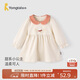 童泰（TONGTAI）嬰兒連衣裙春秋季純棉女寶寶裙子翻領(lǐng)蓬蓬裙女童公主裙米白110cm