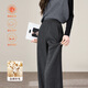 韓都衣舍【含醋酸羊毛加絨褲】闊腿褲女2025冬季百搭顯瘦高級感休閑褲