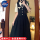 nasawassup初高大學(xué)生畢業(yè)典禮女生法式學(xué)院風(fēng)假兩件連衣裙夏季顯瘦減齡長(cháng)裙 黑色 2XL 【135~150斤】