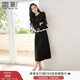 香影小香風(fēng)假兩件連衣裙女2025秋季新款荷葉邊拼接長(cháng)袖千金感裙子 深灰 M 160/84A/95-110斤