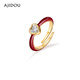 AJIDOU阿吉豆戒指女款休閑時(shí)尚細巧尾戒禮物 金色+紅色 內直徑1.7cm