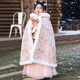 安妮優(yōu)兒女童漢服披風(fēng)斗篷冬季加厚唐裝兒童國風(fēng)冬裝拜年服 粉色披風(fēng) 150